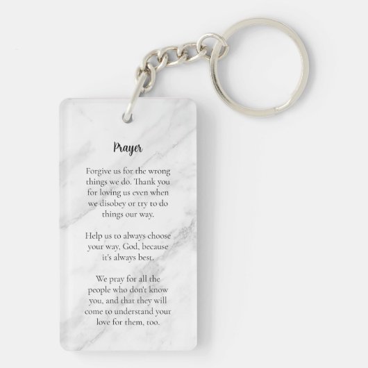 白黒大理石記念祈りの言葉写真 キーホルダー (裏面)
