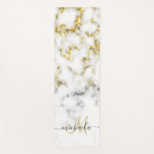 白黒大理石金ゴールドスパークルきらきら光るモノグラム ヨガマット (正面)