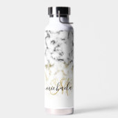 白黒大理石金ゴールドスパークルカスタムモノグラム ウォーターボトル (左面)