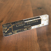 白黒大理石金ゴールドデザイン デスクネームプレート (側面)