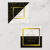 白黒大理石金ゴールドフェイク建築 スクエア名刺 (正面/裏面)