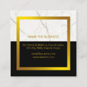 白黒大理石金ゴールドフェイク建築 スクエア名刺 (裏面)