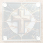 白黒大理石金ゴールド開扉 ガラスコースター (裏面)