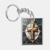 白黒大理石金ゴールド開扉 キーホルダー (正面左)