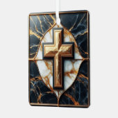 白黒大理石金ゴールド開扉 メタルオーナメント (正面左)