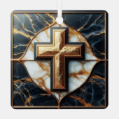 白黒大理石金ゴールド開扉 メタルオーナメント (裏面)