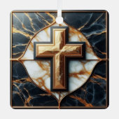 白黒大理石金ゴールド開扉 メタルオーナメント (正面)