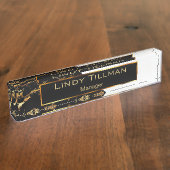 白黒大理石金ゴールド デスクネームプレート (側面)