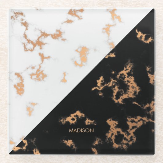 白黒大理石 ガラスコースター (正面)