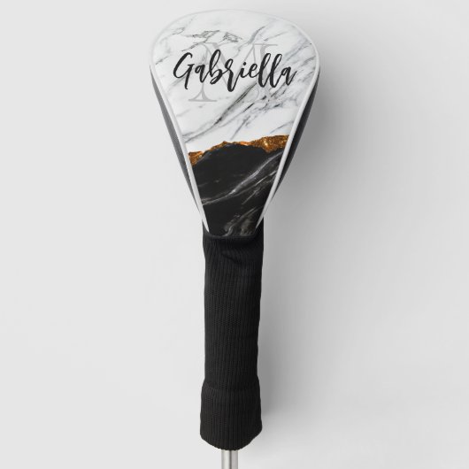 白黒大理石 ゴルフヘッドカバー (正面)
