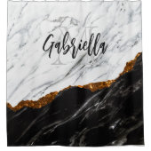 白黒大理石 シャワーカーテン (正面)