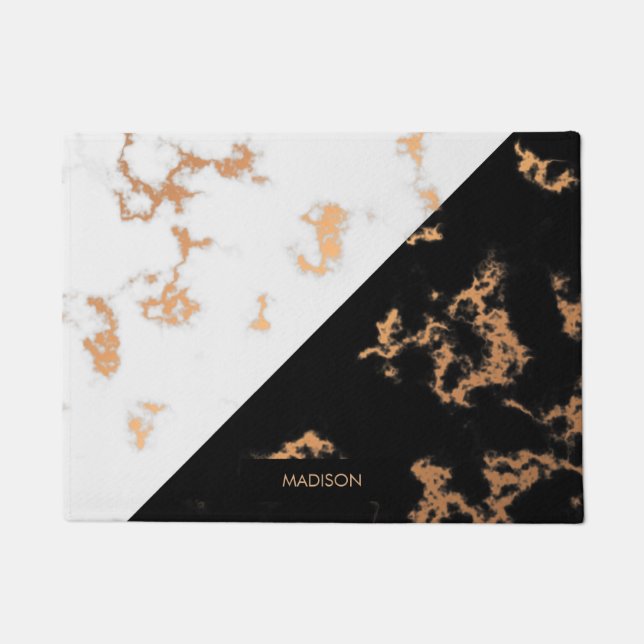 白黒大理石 ドアマット (正面)