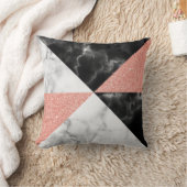 白黒大理石&バラ金ゴールドグリッター幾何学 クッション (ブランケット)