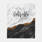 白黒大理石 フリースブランケット (正面)