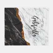 白黒大理石 フリースブランケット (正面(横))