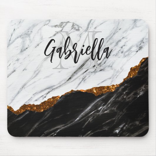 白黒大理石 マウスパッド (正面)