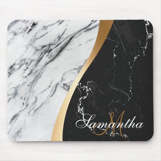 白黒大理石 マウスパッド (正面)