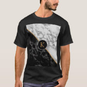白黒大理石 – レター/年の追加 Tシャツ (正面)