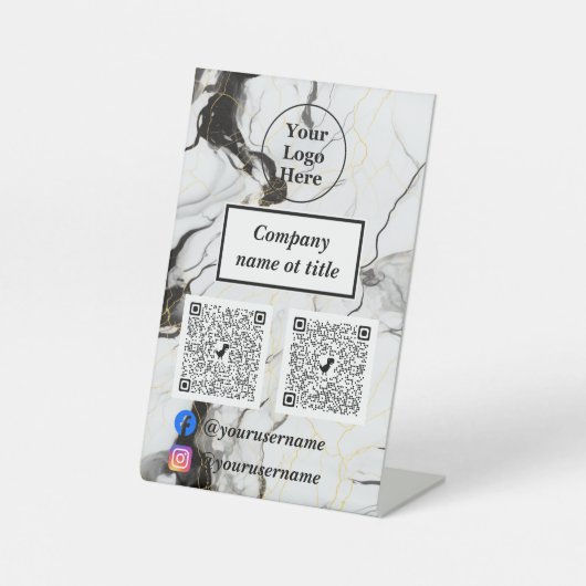 白黒大理石 台座サイン (正面)