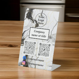 白黒大理石 台座サイン