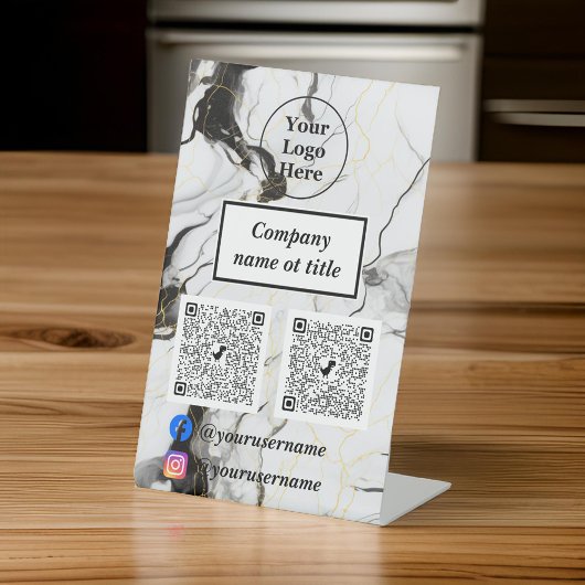 白黒大理石 台座サイン