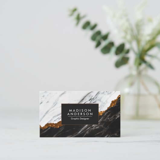 白黒大理石 名刺 (スタンド正面)