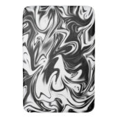 白黒大理石、大型記憶泡風呂マット バスマット (正面縦)