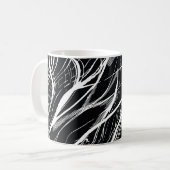 白黒大理石：抽象芸術ヴィンテージ コーヒーマグカップ (正面左)