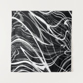 白黒大理石：抽象芸術ヴィンテージ タペストリー (正面(横))