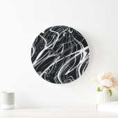 白黒大理石：抽象芸術ヴィンテージ ラージ壁時計 (ホーム)