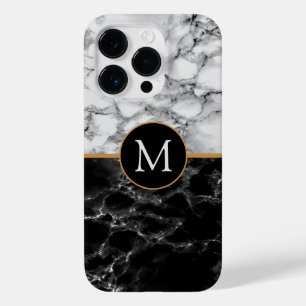 白黒大理石iPhoneケースパーソナライズされたレター Case-Mate iPhone 14 Proケース