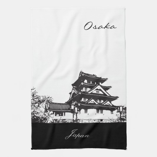 白黒大阪、日本 キッチンタオル (縦)
