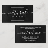 白黒天然スキンケアオーガニックスパ石鹸 名刺 (正面/裏面)