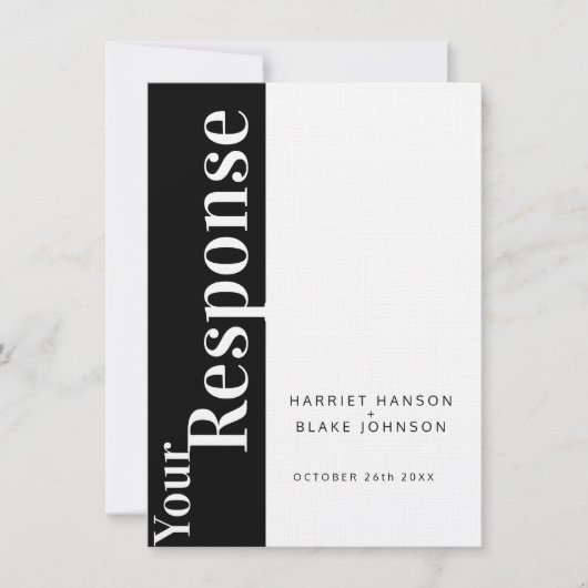 白黒太文字 結婚式返信はがき 招待状 (正面)