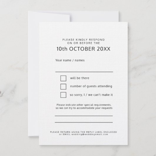 白黒太文字 結婚式返信はがき 招待状 (裏面)