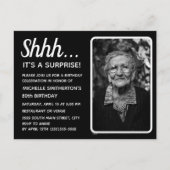 白黒女子サプライズ80誕生日写真 インビテーションポストカード (正面)