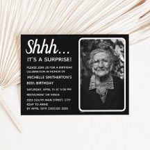 白黒女子サプライズ80誕生日写真