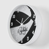 白黒女子バスケットパーソナライズされたボール 壁時計 (傾斜)