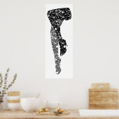 白黒女性の花柄の脚 ポスター (キッチン)