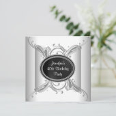 白黒女性40th誕生日パーティー 招待状 (スタンド正面)