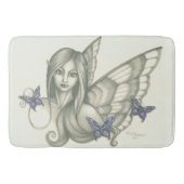 白黒妖精の顔および紫色の蝶 バスマット (正面)