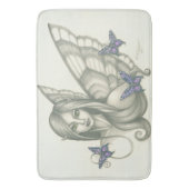 白黒妖精の顔および紫色の蝶 バスマット (正面縦)