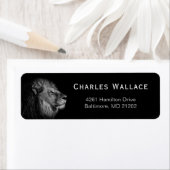 白黒威厳のあるライオン差出人住所 ラベル (インサイチュ)