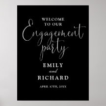白黒婚約パーティウェルカムサイン