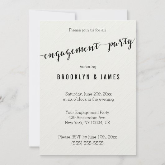 白黒婚約パーティ招待状 招待状 (正面)