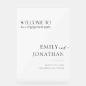 白黒婚約パーティ歓迎 アクリルサイン (正面)