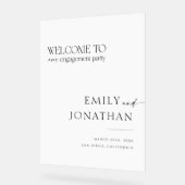 白黒婚約パーティ歓迎 アクリルサイン (傾斜)