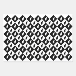 白黒子猫ギフトラップ ラッピングペーパーシート