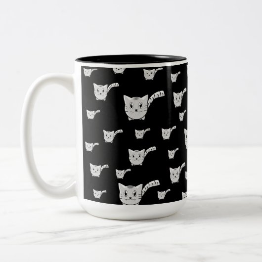 白黒子猫パターン ツートーンマグカップ (左)
