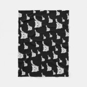 白黒子猫パターン フリースブランケット (正面)